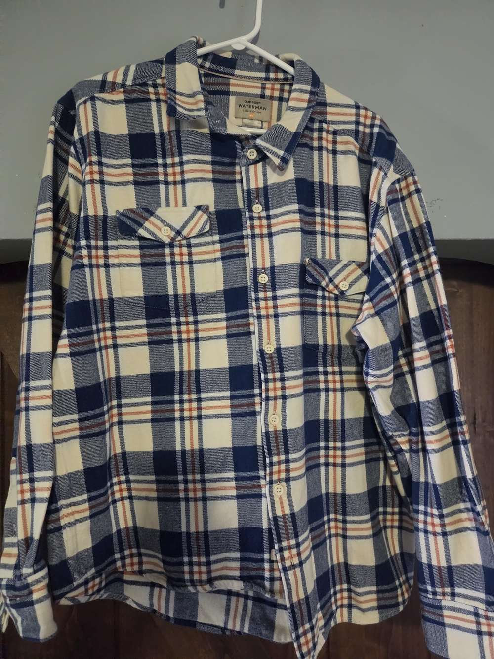Men's Blue & Cream Plaid Flannel Shirt